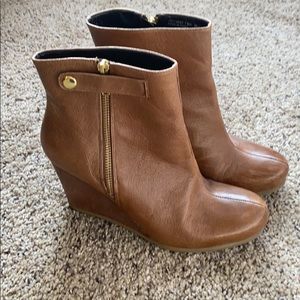 Chinese Laundry Leather Wedge Booties